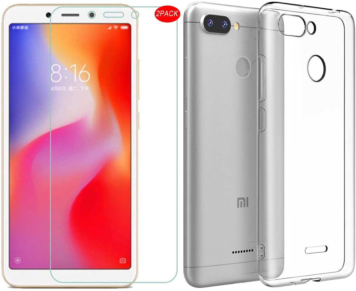 Capa Para Redmi 6 e 6A - Capinhas para Celular - transparente  - Central - unidade    Cod. CP REDMI 6/6A